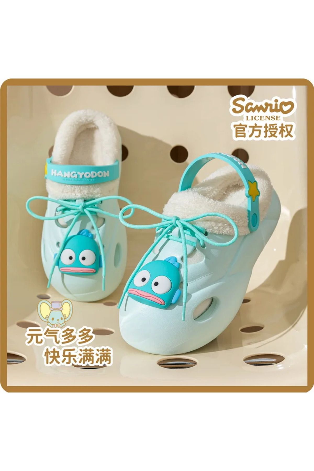 Choice-Genuine Sanrio Hangyodon Hello Kitty Plush Slippers Kuromi Warm Winter Indoor Slippers Flat Casua... 6
