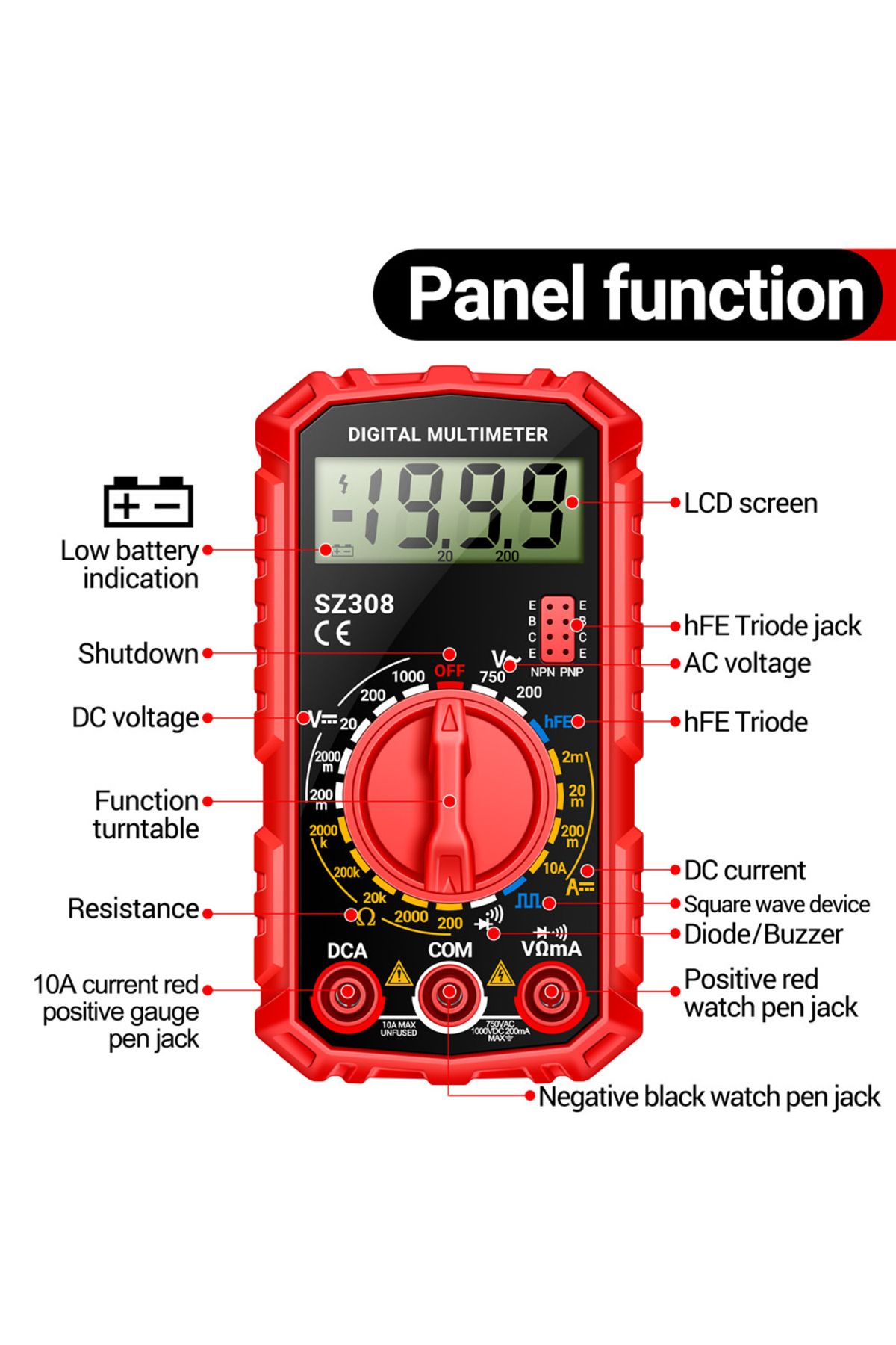 Choice-Digital Multimeter Voltage Resistance Meter High-Precision Square Wave Tester HFE Triode Buzzer M... 7