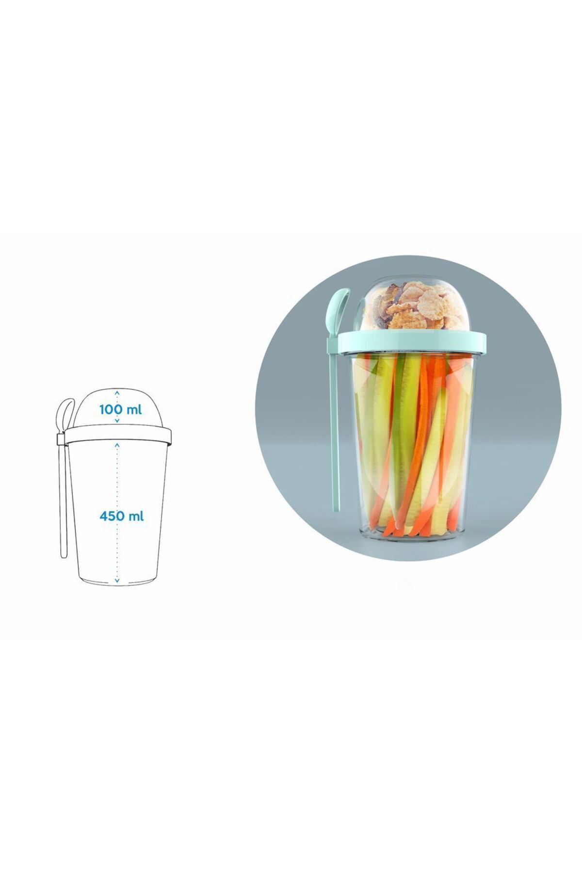 POPPARD-Turquoise Capsule 450 ml 100 ml Snack Container 4