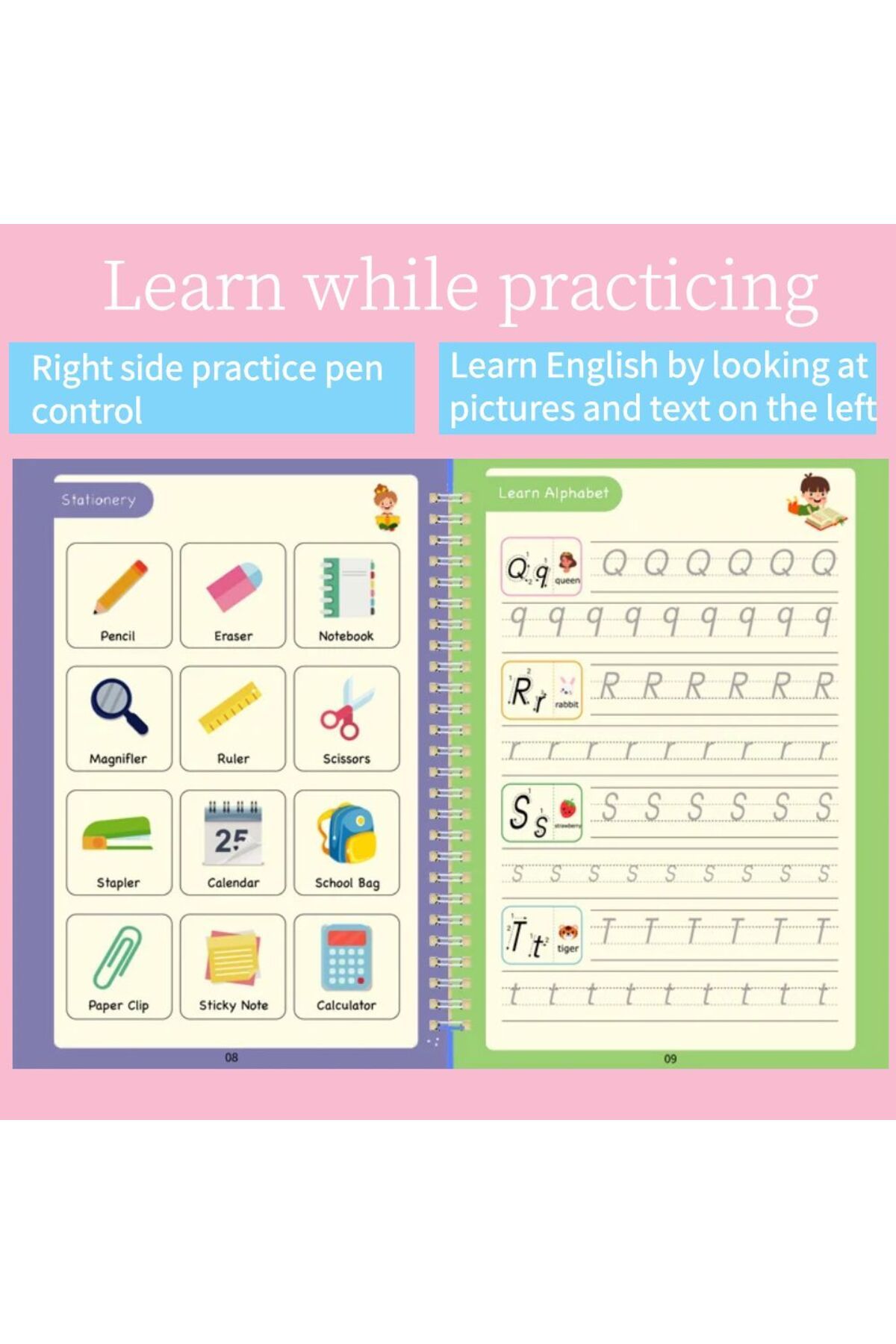 Choice-Montessori Writing Practice Book for Kids Learn Letters Numbers Calligraphy with Groove Magic Exe... 4