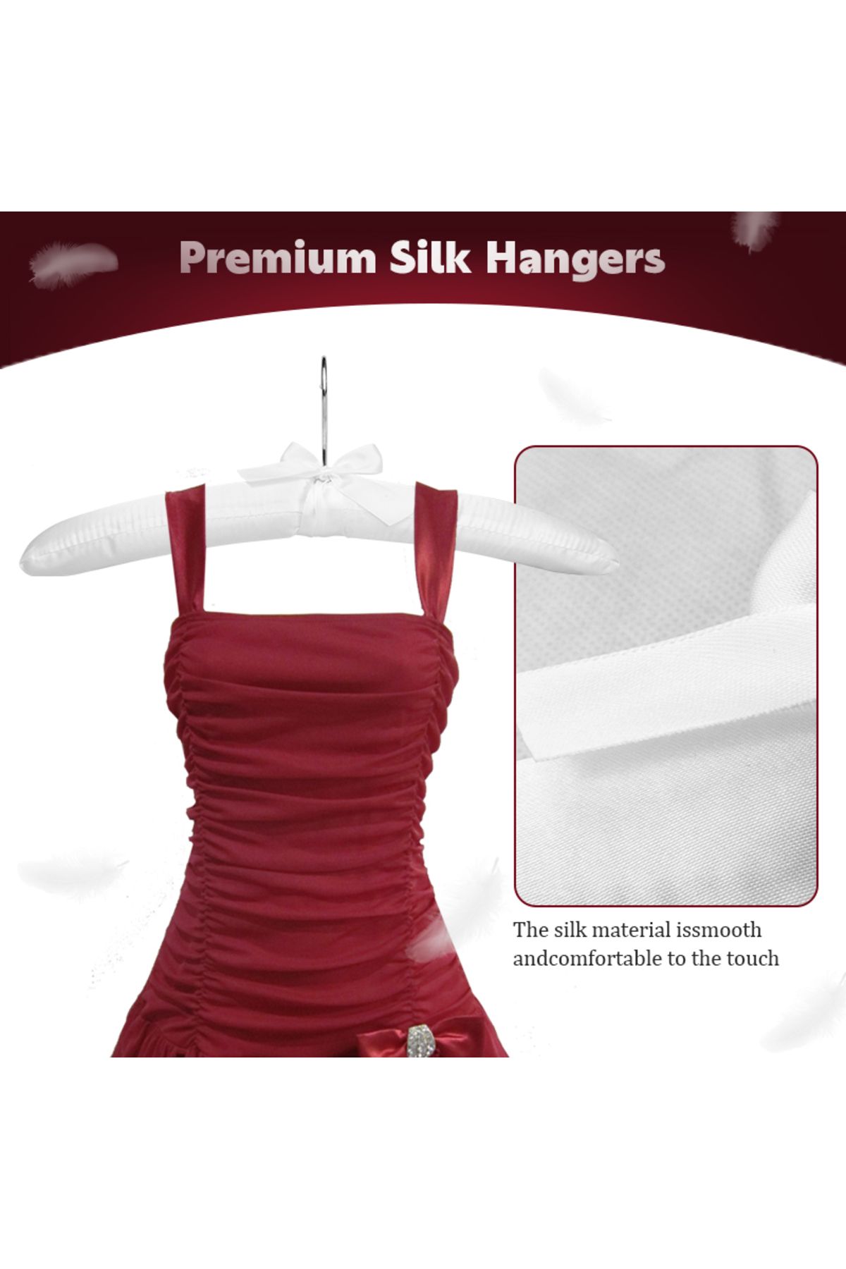 Choice-5/10/15/20PCS Pure White Satin Padded Hanger Anti Slip Cushioned Hangers for Sweaters Wedding Dis... 1