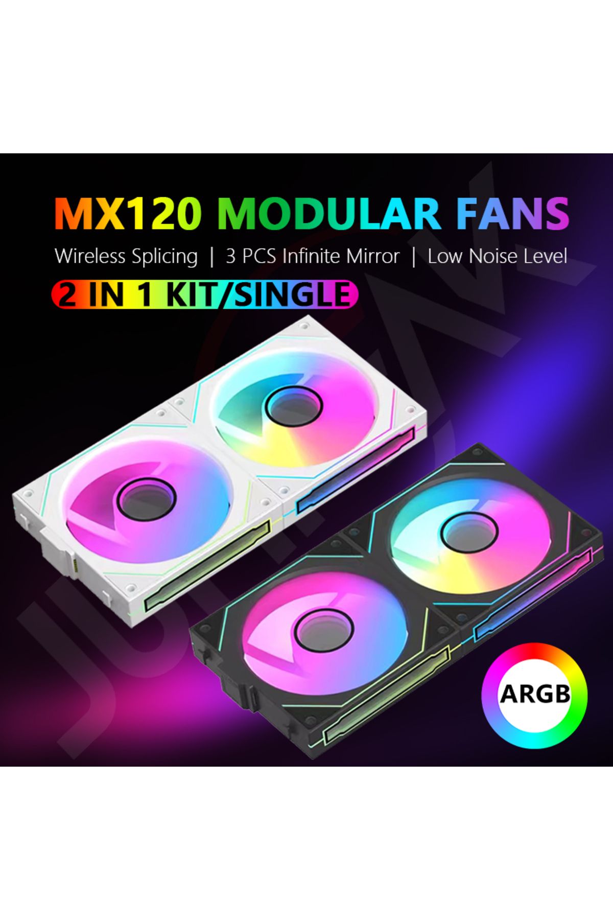 Choice-JUMPEAK MX120 240mm Modular Wireless Splicing PC 120mm Case Cooling Fan ARGB Infinite Mirror Effe... 2