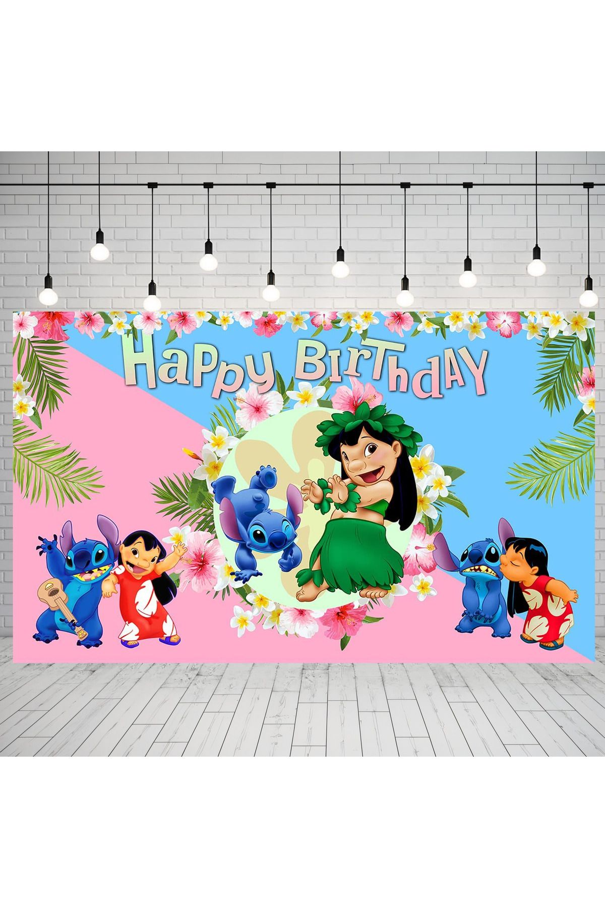 Choice-Anime Stitch Lilo Party Backdrops Children's Happy Birthday Background Cartoon Hanging Banner Kid... 6