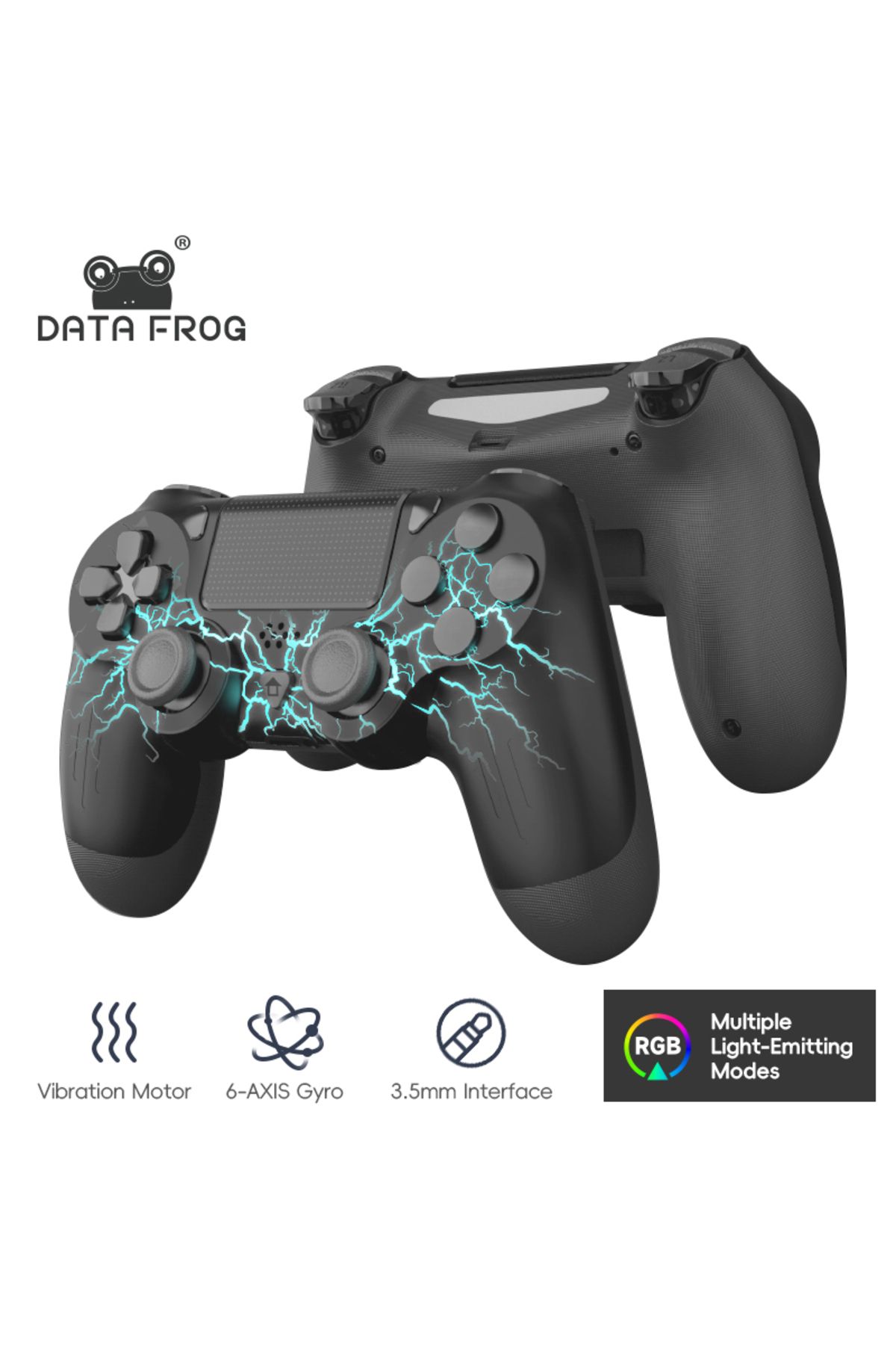 Choice-DATA FROG P02 Controller for PS4 Thunder LED Color Gamepad Bluetooth-Compatible Controller for PC... 2