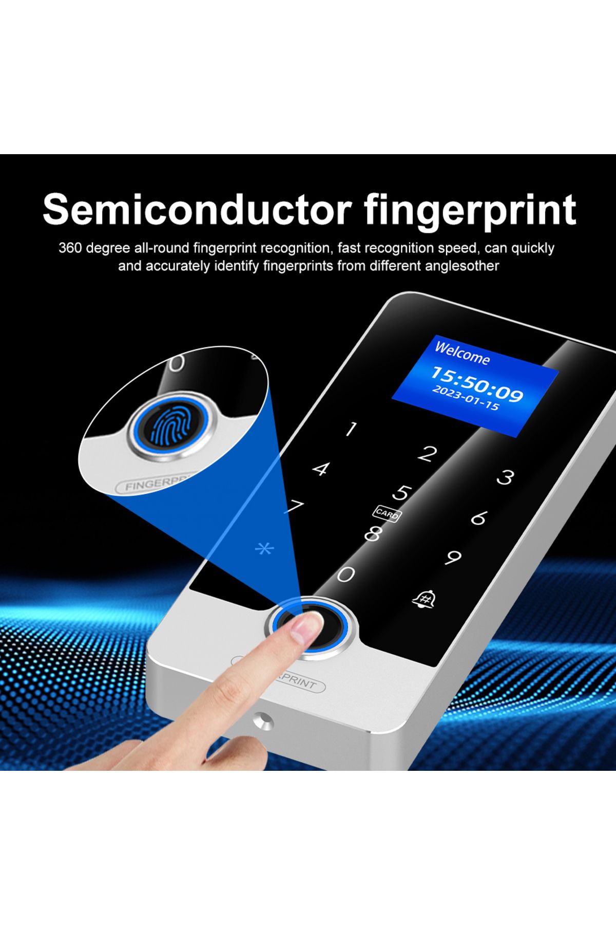 Asia-Teco-Tuya APP Door Lock Access Control System Kits With 1.77In Screen Bluetooth Keyboard Fingerprint R... 5
