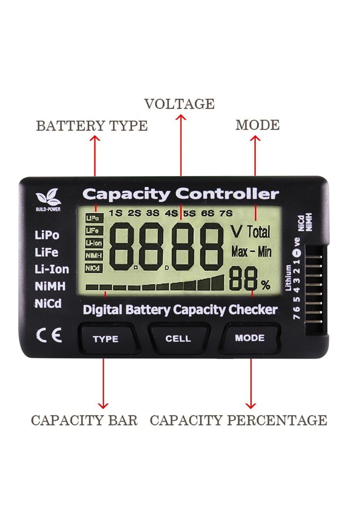 Choice-RC CellMeter-7 Digital Battery Capacity Checker LiPo LiFe Li-ion Nicd NiMH Battery Voltage Tester... 7