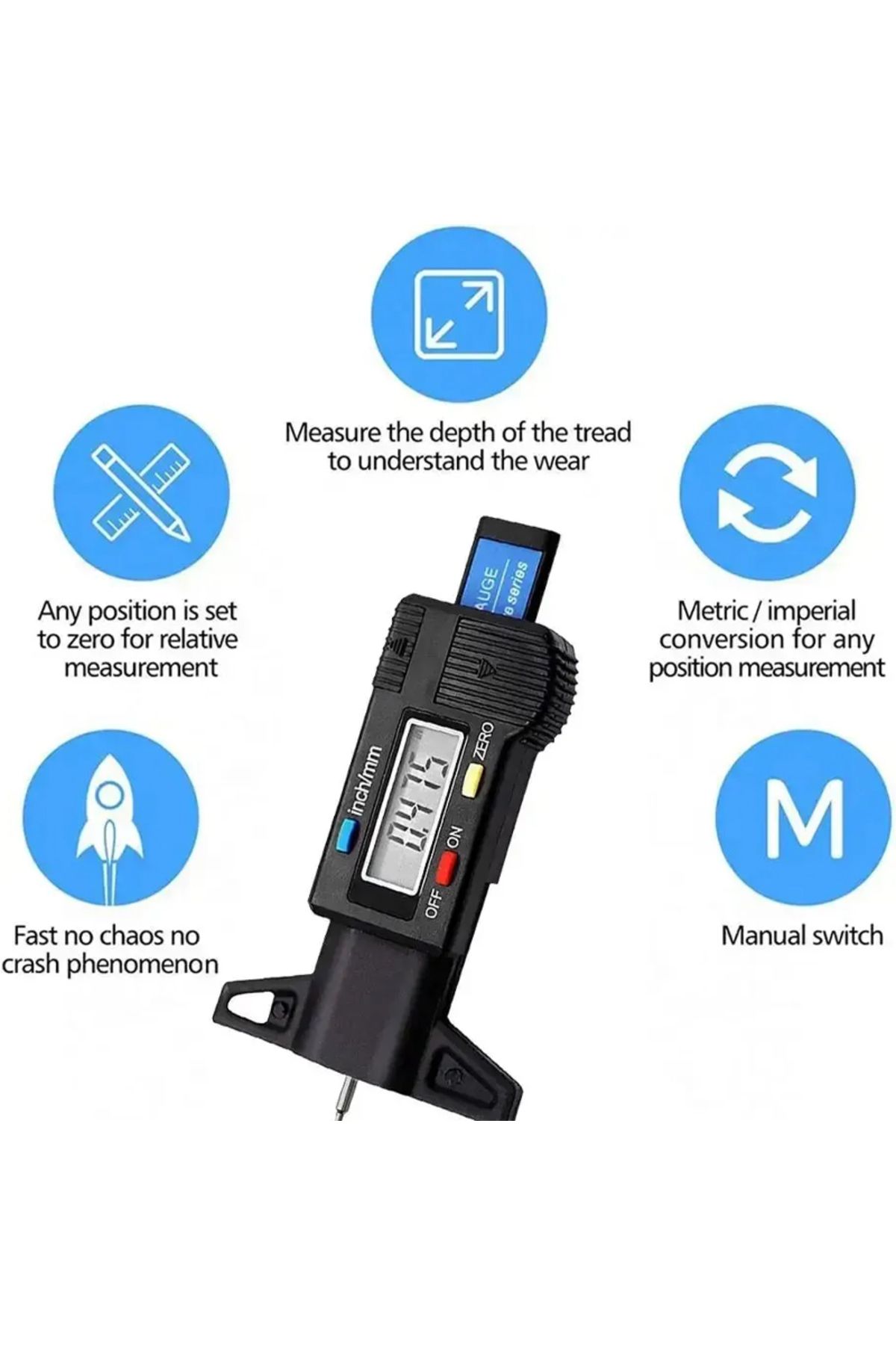 Choice-Digital Depth Gauge Caliper Tread Depth Gauge LCD Tire Tread Gauge For Car Tire 0-25mm Measurer T... 6