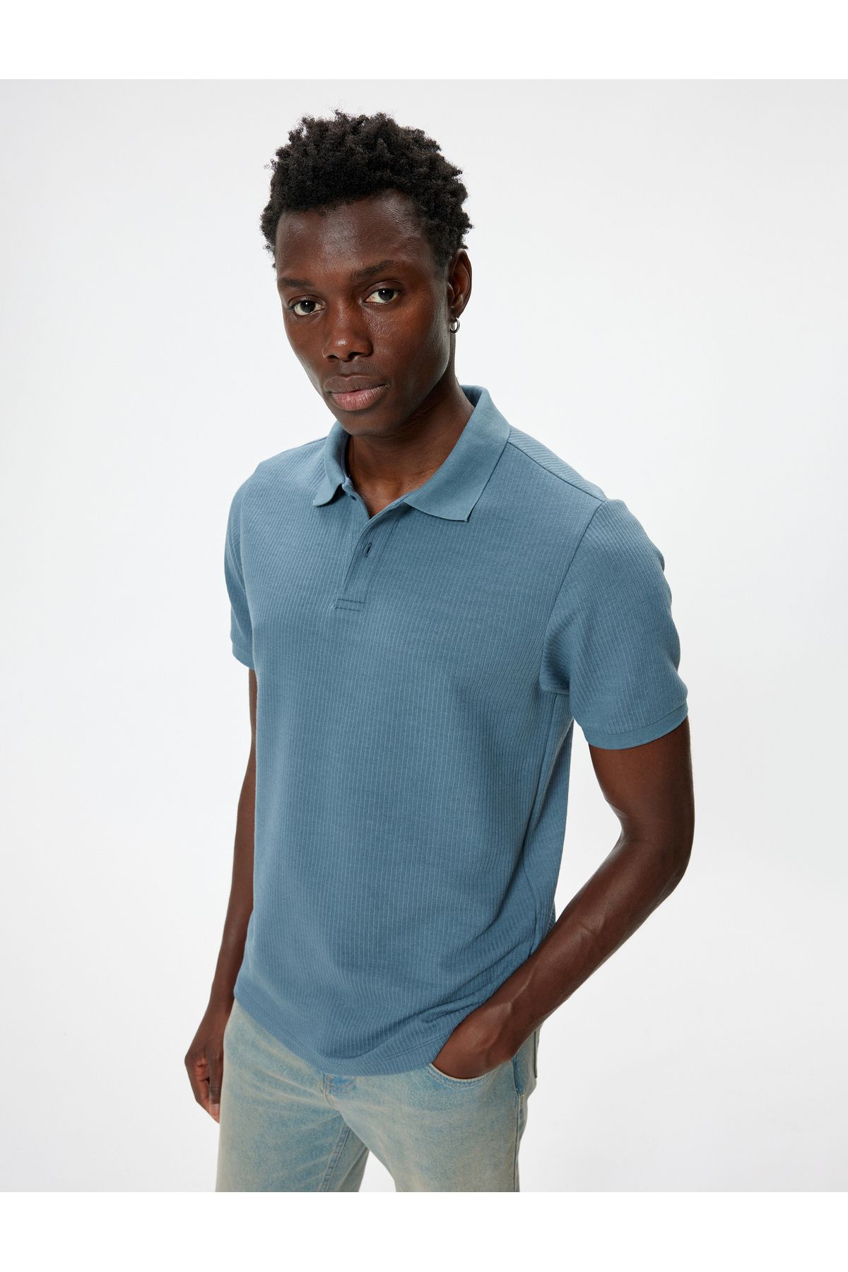 Koton-Cotton Blend Polo Collar Short Sleeve T-Shirt 1