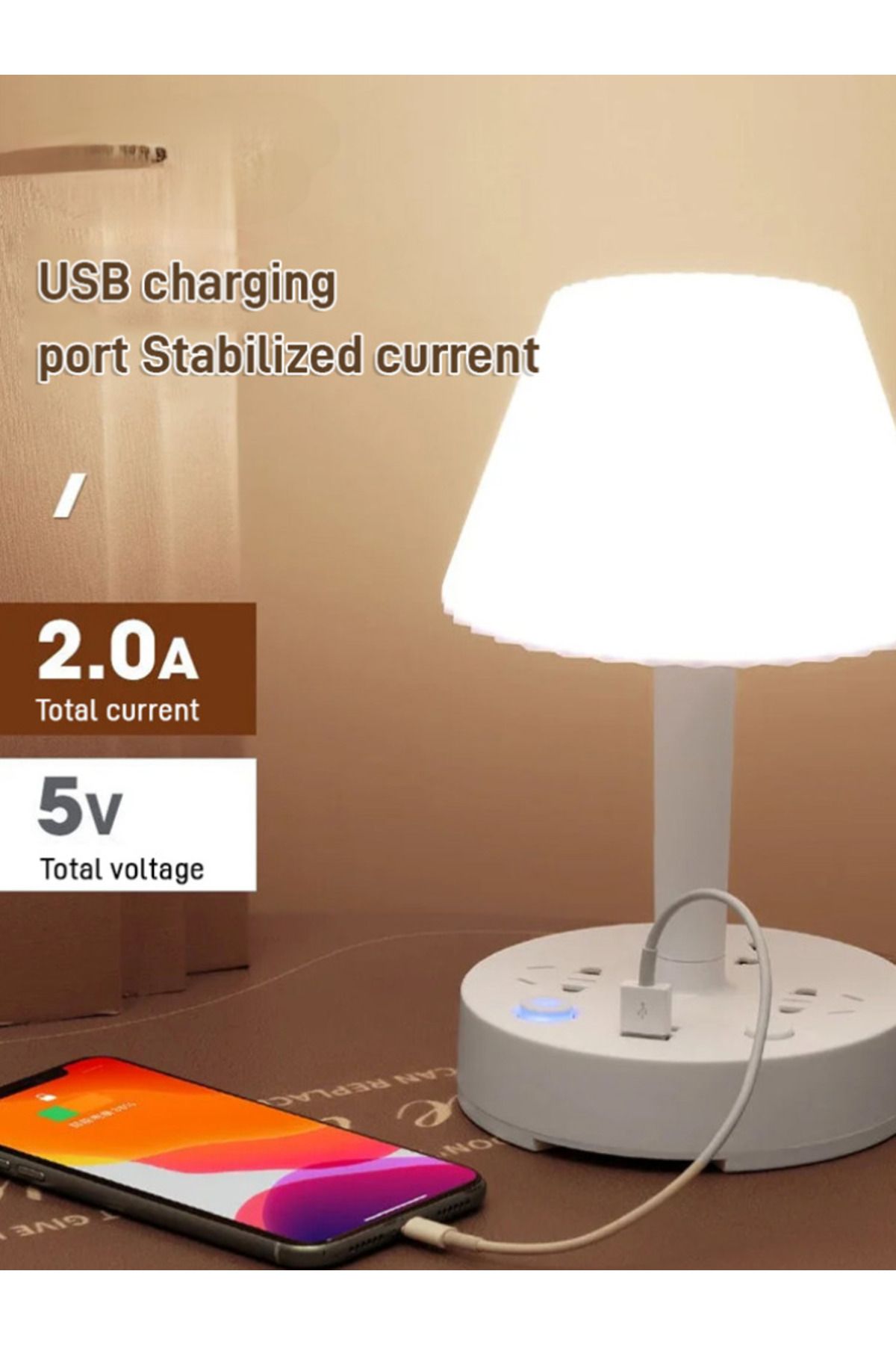 Choice-Multi-functional Convertible Socket Table Lamp Bedroom Bedside Lamp Third gear dimming USB charging 2
