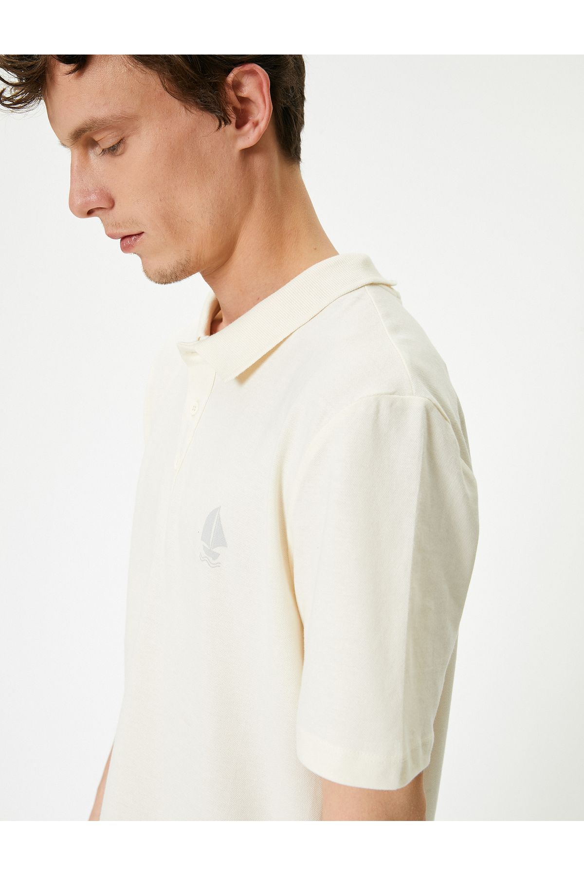 Koton T-shirt Polo Z Krótkim Rękawem, Krótkim Rękawem I Krótkim Nadrukiem Mężczyzna - S