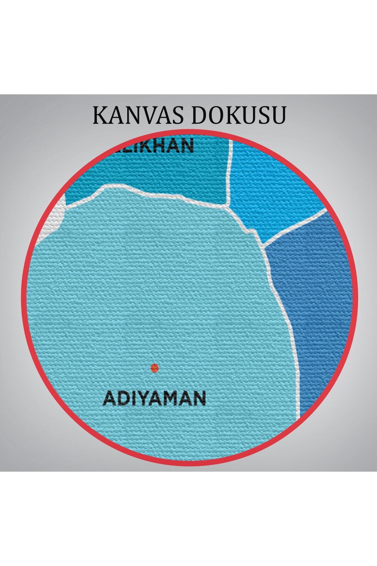 Adıyaman Ili Ve Ilçeler Haritası Dekoratif Kanvas Tablo görsel 6