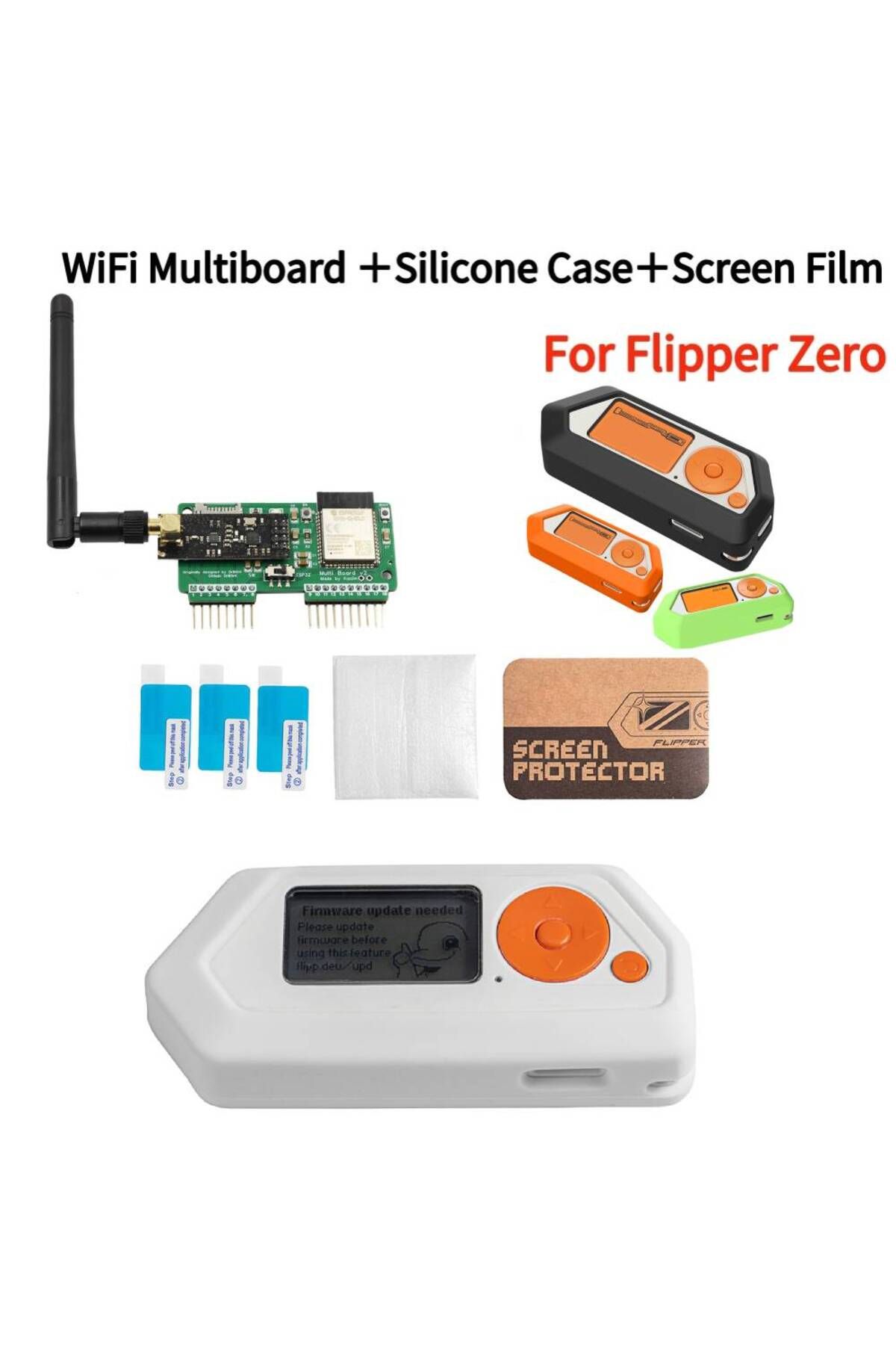 APWIKOGER-For Flipper Zero WiFi Multiboard WiFi Module Silicone Case Screen Film NRF24+ESP32 Development Bo... 2