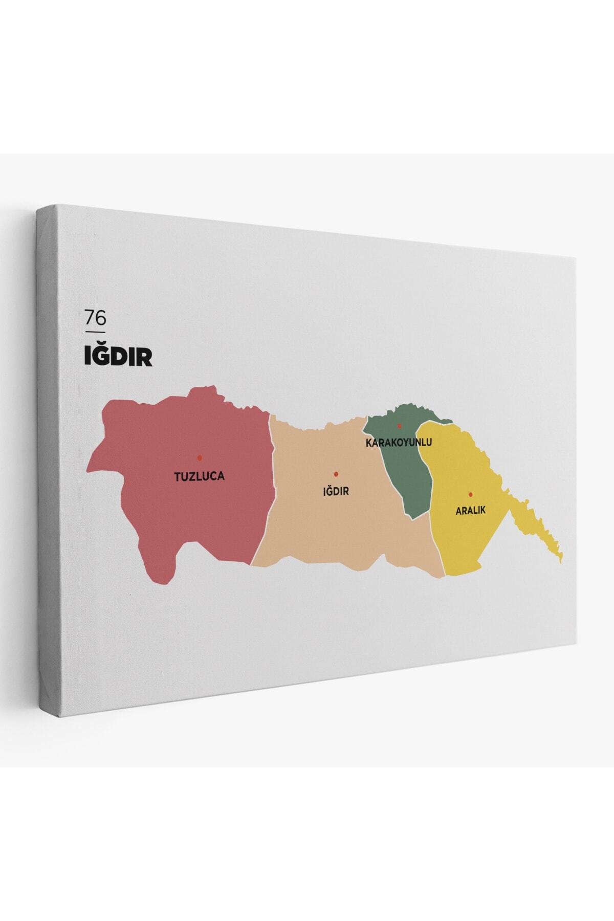 Iğdır Ili Ve Ilçeler Haritası Dekoratif Kanvas Tablo