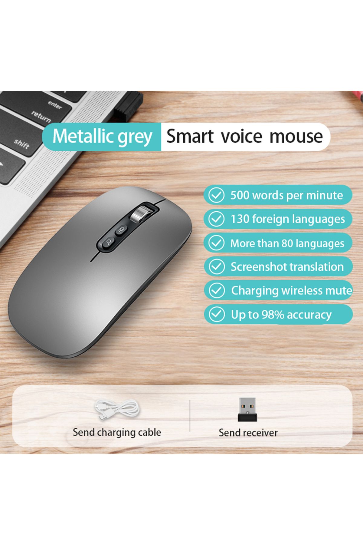 Choice-AI Smart Voice Mouse Speech to Text Mouse Rechargeable 2.4G Wireless Bluetooth Mouse for Windows ... 5