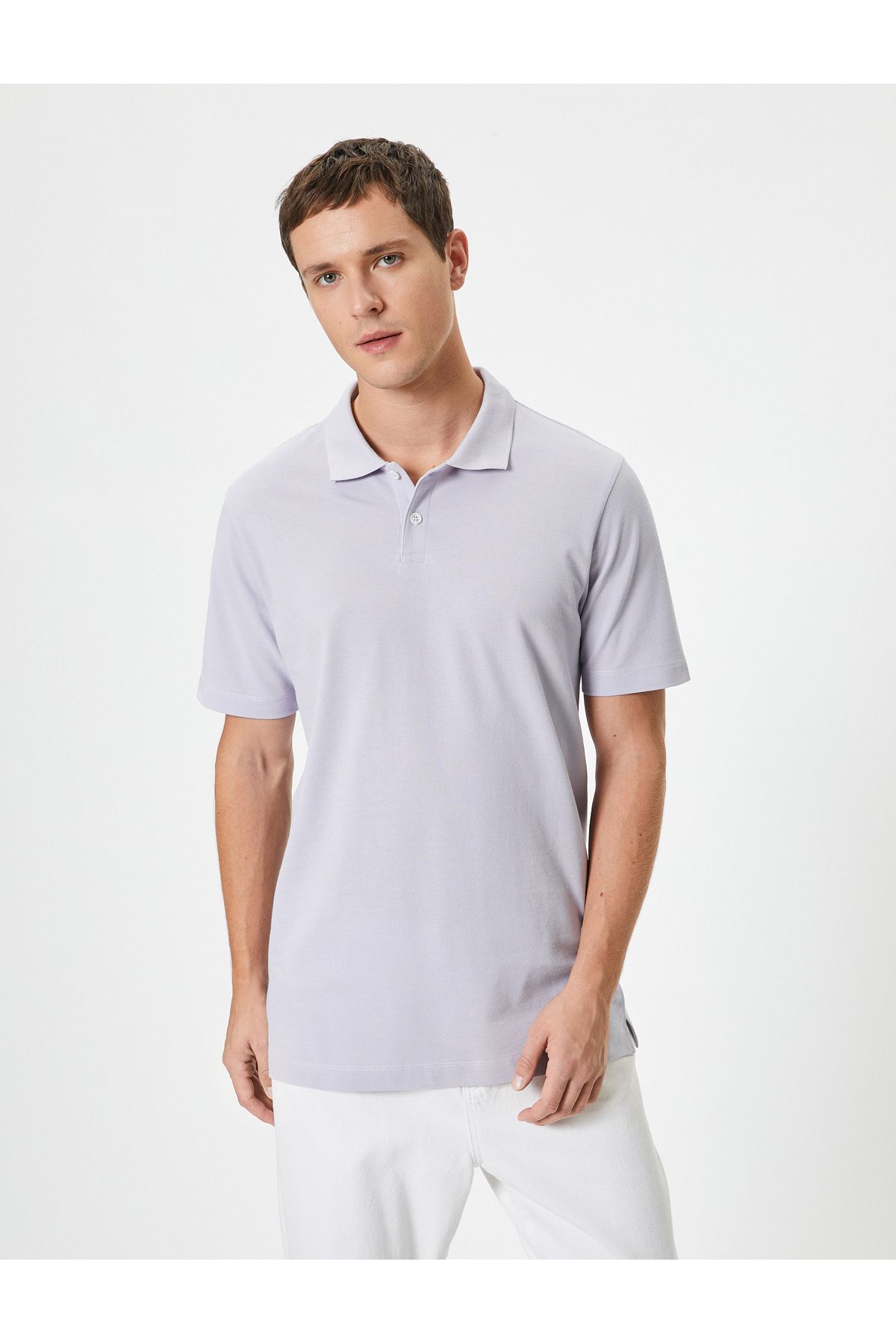 تی شرت یقه پولو بنفش مردانه پنبه آستین کوتاه SLIM T POLO YAKA Koton
