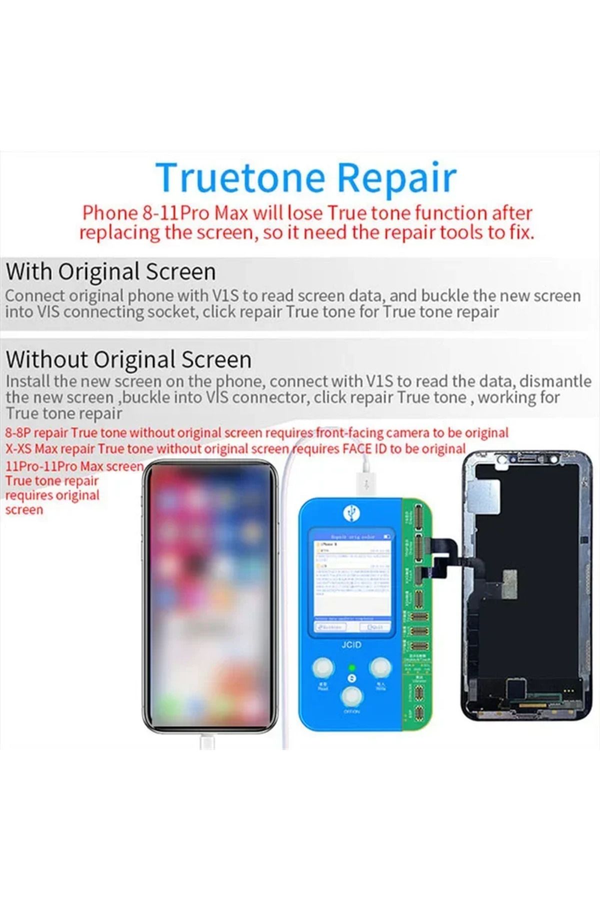 Choice-JCID JC V1SE for IPHONE X XS Max 11 12 13 14 15Pro True Tone Fingerprint Dot Projector Battery Da... 4