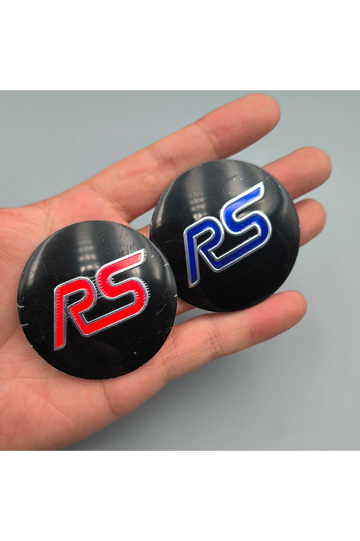 Choice-4pcs 56mm Blue Red Aluminium Rims Logo RS Wheel Center Caps Sticker Hubcaps Decal For MK2 MK3 MK1... 5
