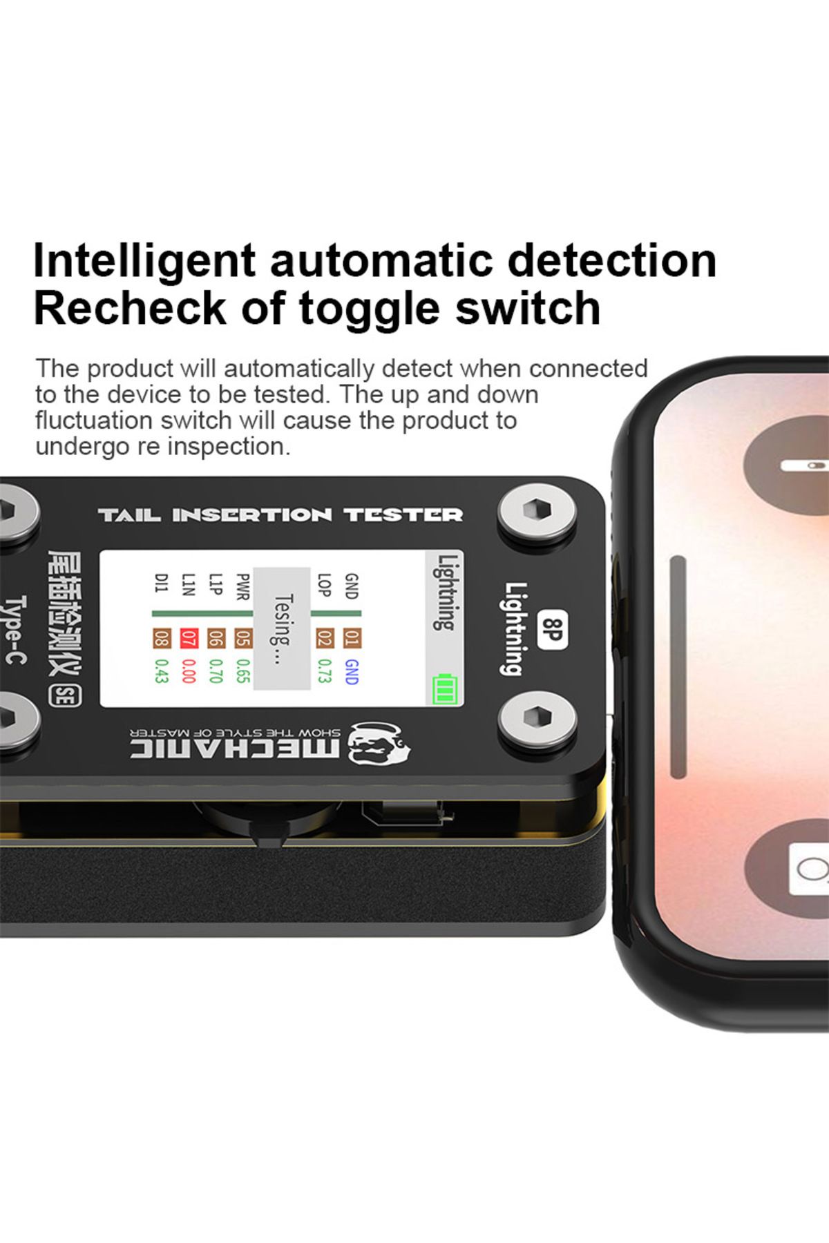 MECHANIC-T824 T824 SE Tail Insertion Tester High Precision Digital Display Type-C Lightning Phone... 6