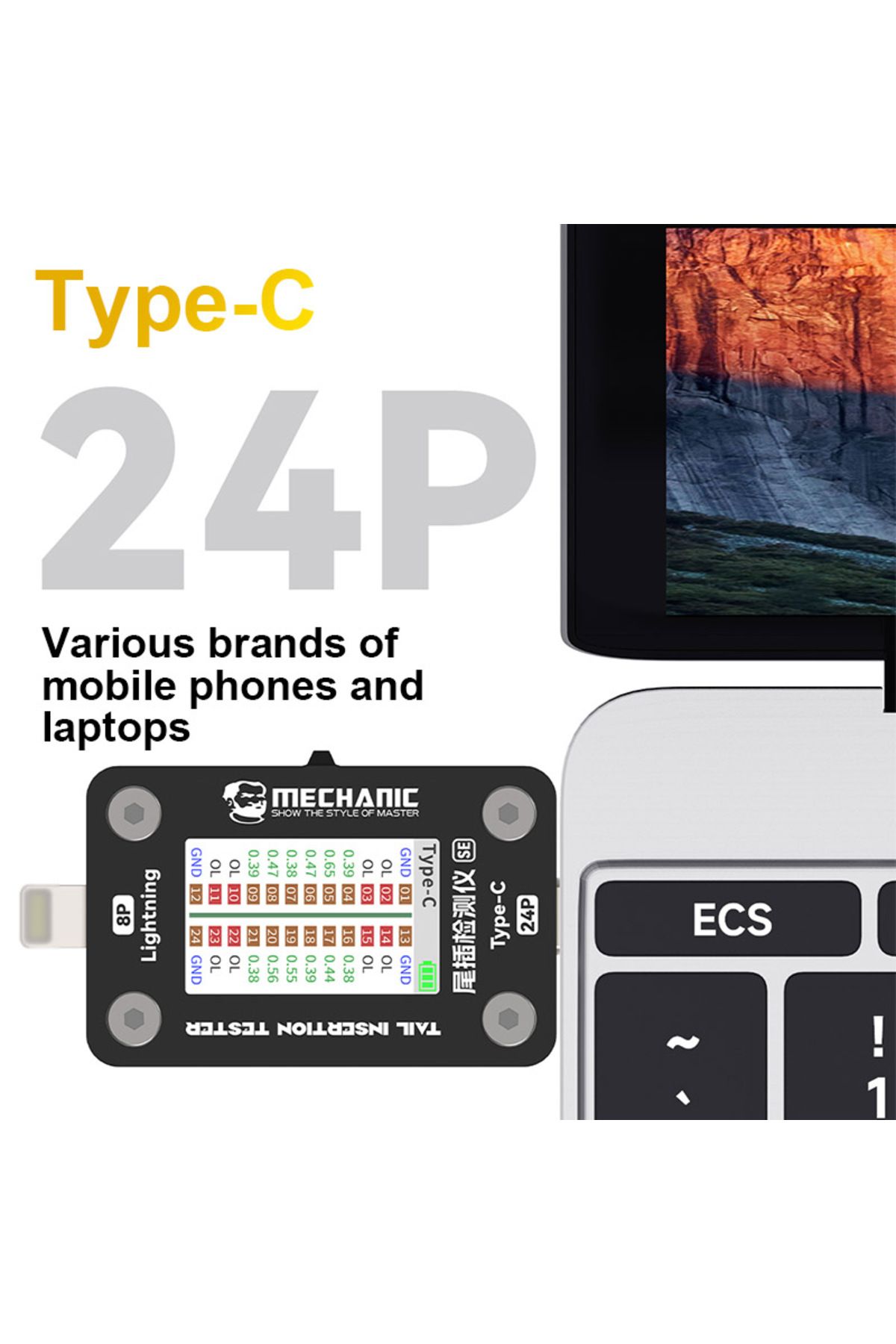 MECHANIC-T824 T824 SE Tail Insertion Tester High Precision Digital Display Type-C Lightning Phone... 3