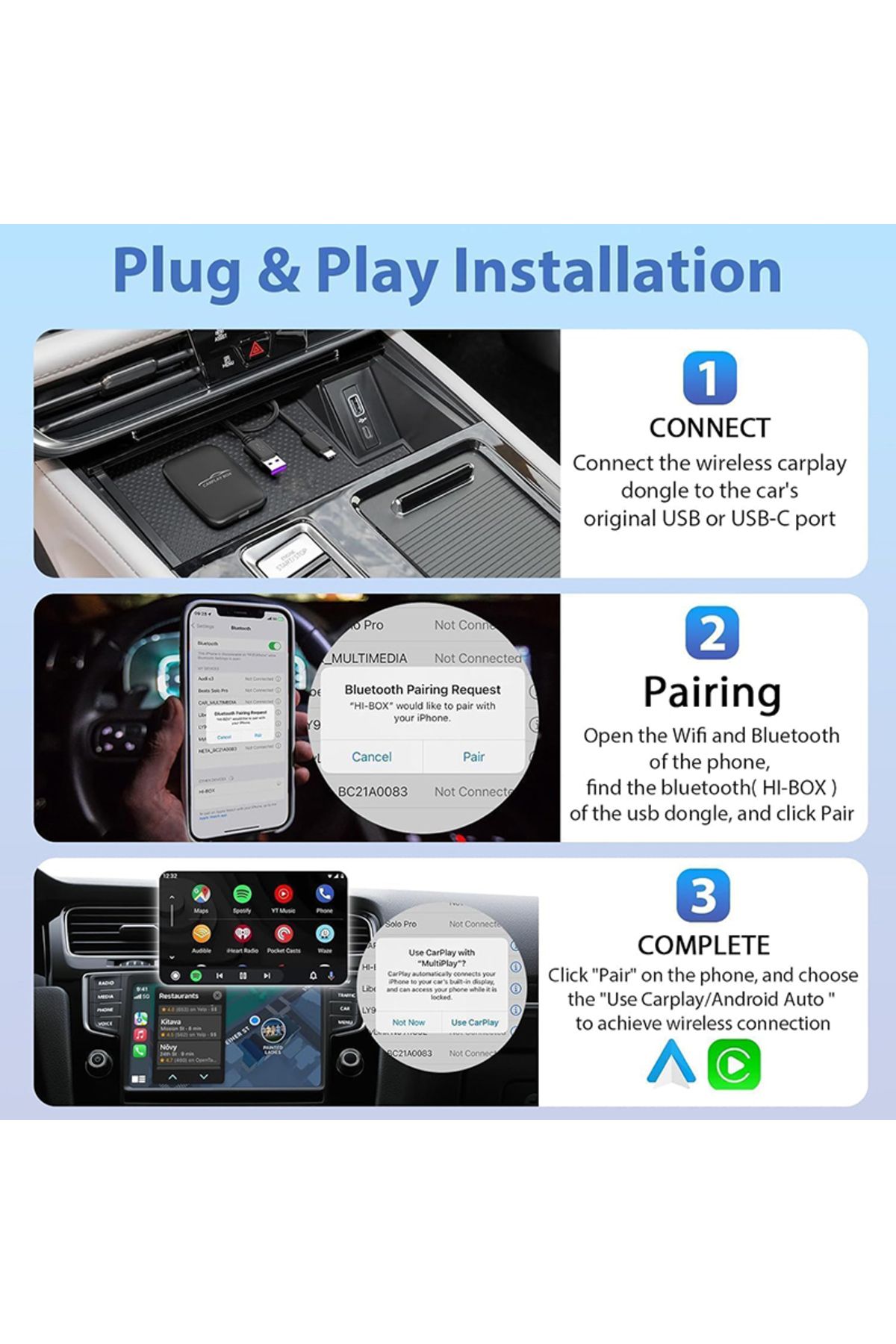 WDSZKMYF-2024 Carplay Ai Box 4 in 1 Wireless Android Auto Smart TV Box Car Android Intelligent System For ... 5