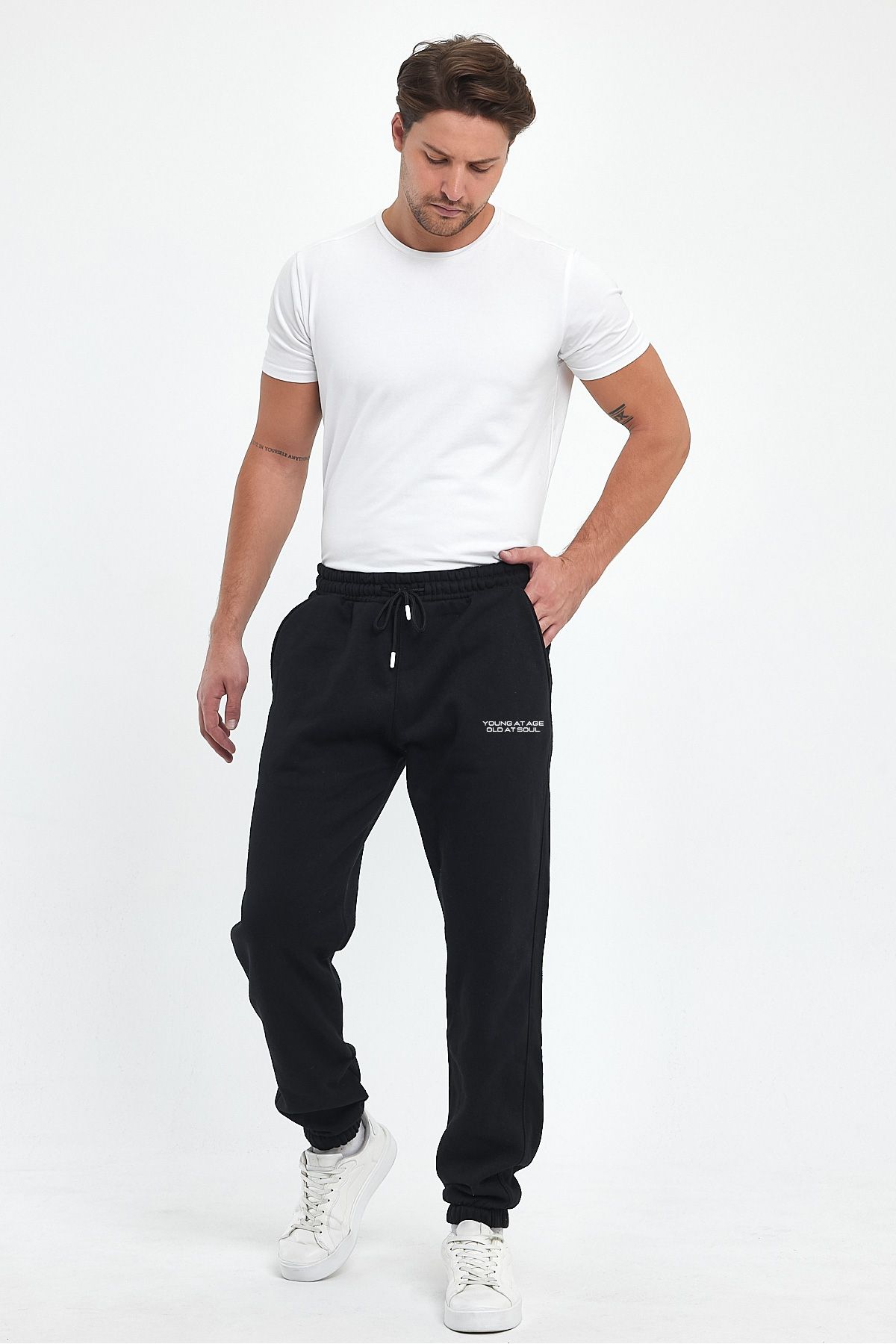 THE RULE-Men's Regular Winter 3-Thread Raster Waist and Leg Elastic Young Printed Jogger Sweatpants 4