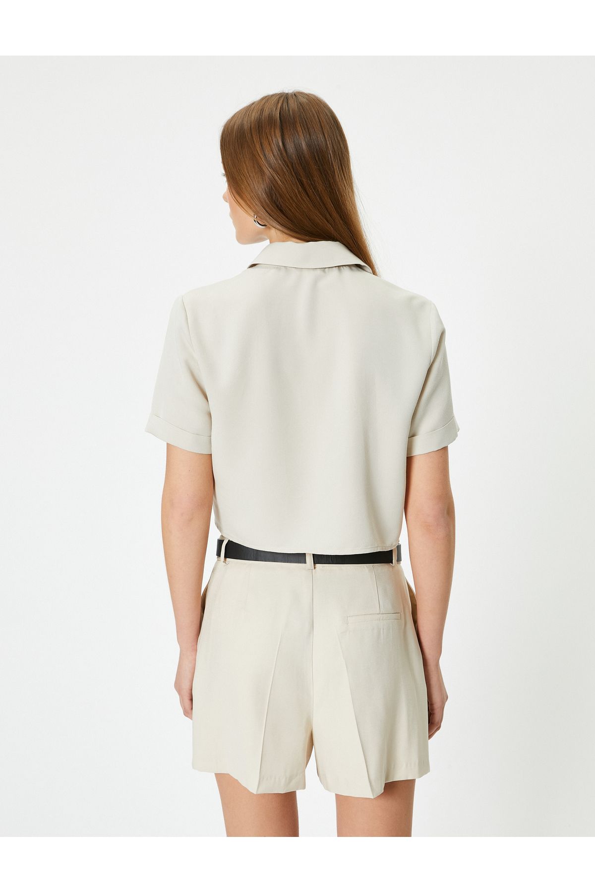 Koton-Crop Shirt Cargo Pocket Short Sleeve Buttoned Modal Blended 4