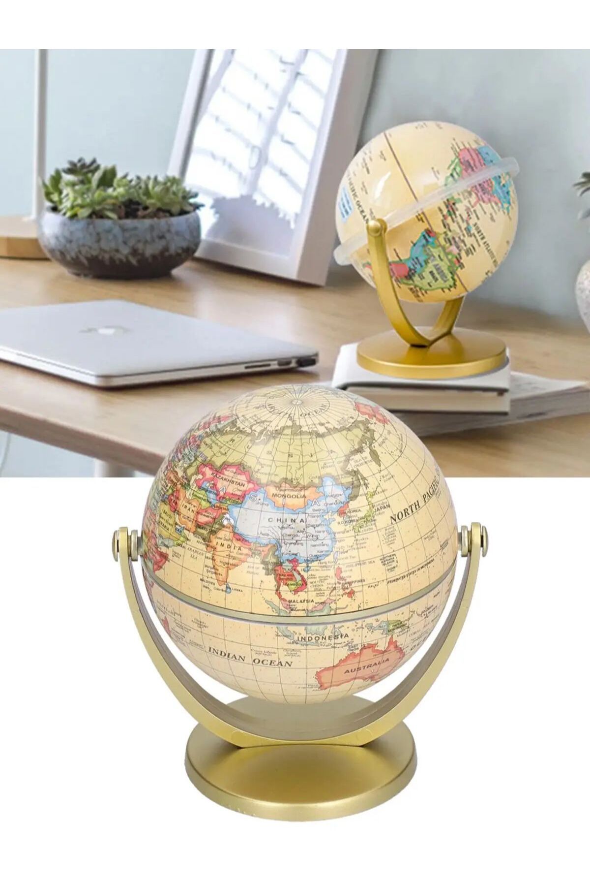 Choice-Mini World Map Globe English Edition Desktop Rotating Earth Geography Globe Teaching Tool 8
