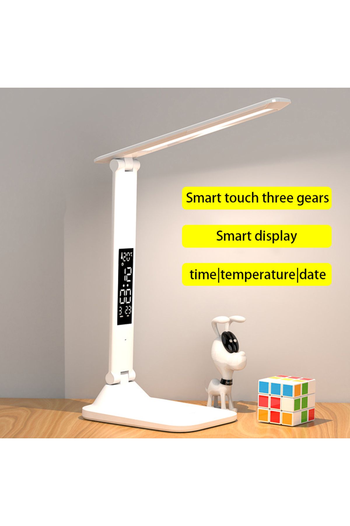 Choice-Foldable LED Table Lamp Reading Eye Protection 3 Color Stepless Dimmable Time Date Temperature US... 1