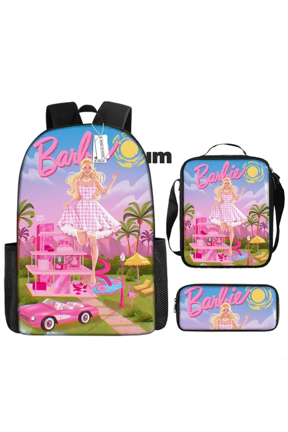 Miniso-3PCS-Set MINISO Barbie The Movie Peripheral Two-dimensional Children's Kawaii Pink School Bag Lar... 8