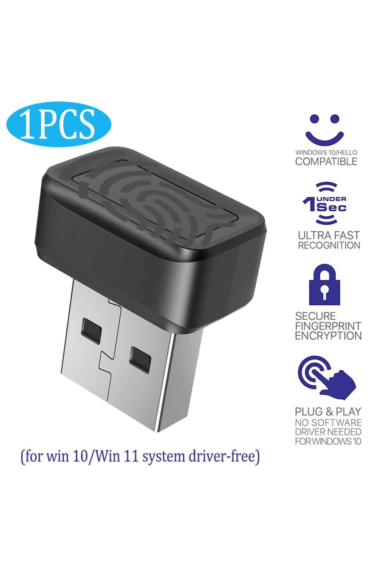 Choice-USB Fingerprint Key Reader Password Free Security Key For Windows 10/11 Hello Biometric Scanner P... 1