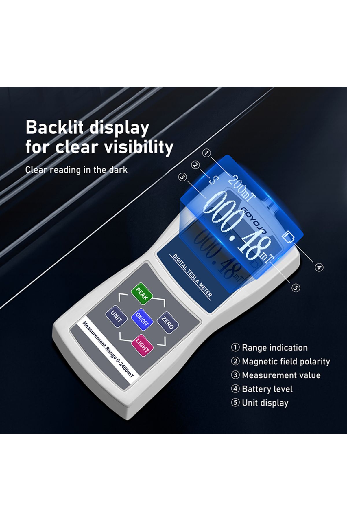 Choice-Digital Tesla Meter Gaussmeter 200mT/2000mT Standard Radial Hall Probe High Accuracy Sensitive Su... 5
