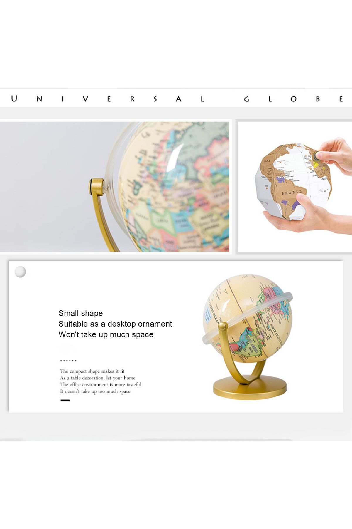 Choice-Mini World Map Globe English Edition Desktop Rotating Earth Geography Globe Teaching Tool 4