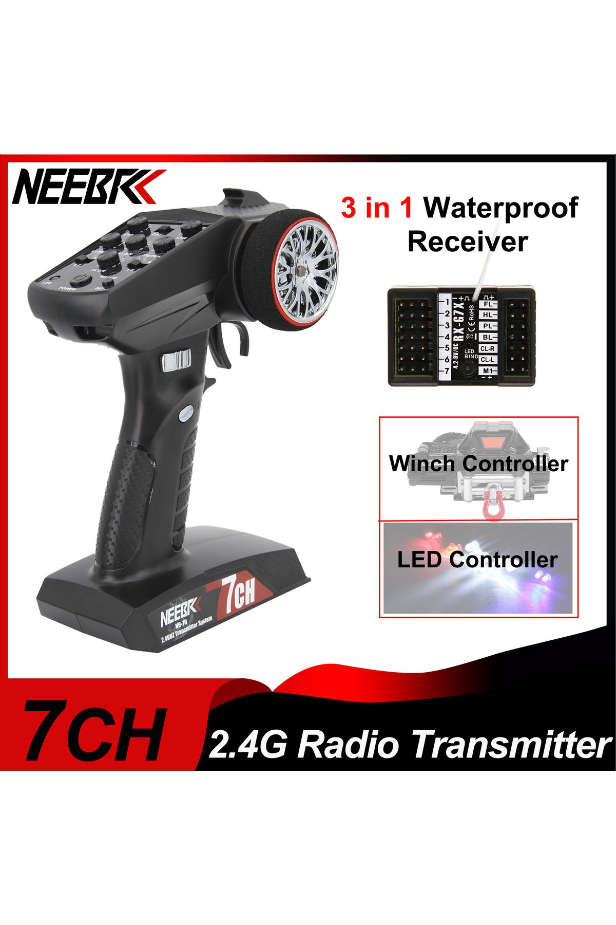 Choice-NEEBRC 2.4GHZ 7CH Transmitter Radio System Transmitter Remote Control/led light controller system... 2