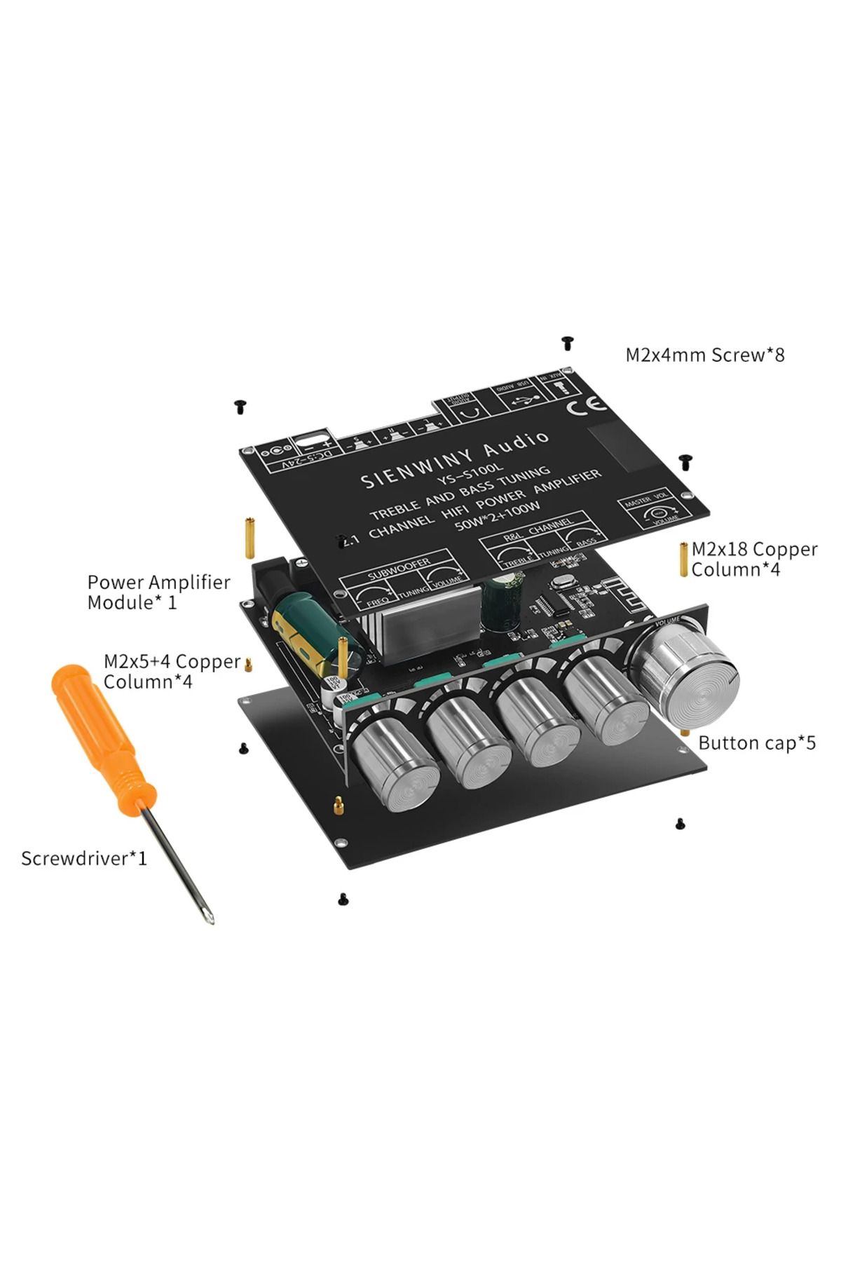 VODOOL-YS-S100L Bluetooth 5.1 Digital Power Amplifier Board 100W+2*50W 2.1 Channel CS8673E Power Audio S... 6