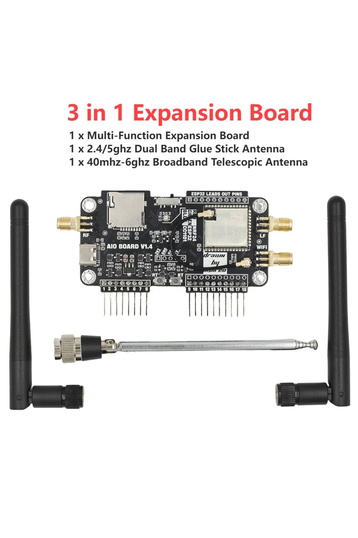 VKTECH-For Flipper Zero Multiboard 3 in 1 Expansion Board 2.4G Module Expansion WiFi NRF24 + ESP32 Expan... 1