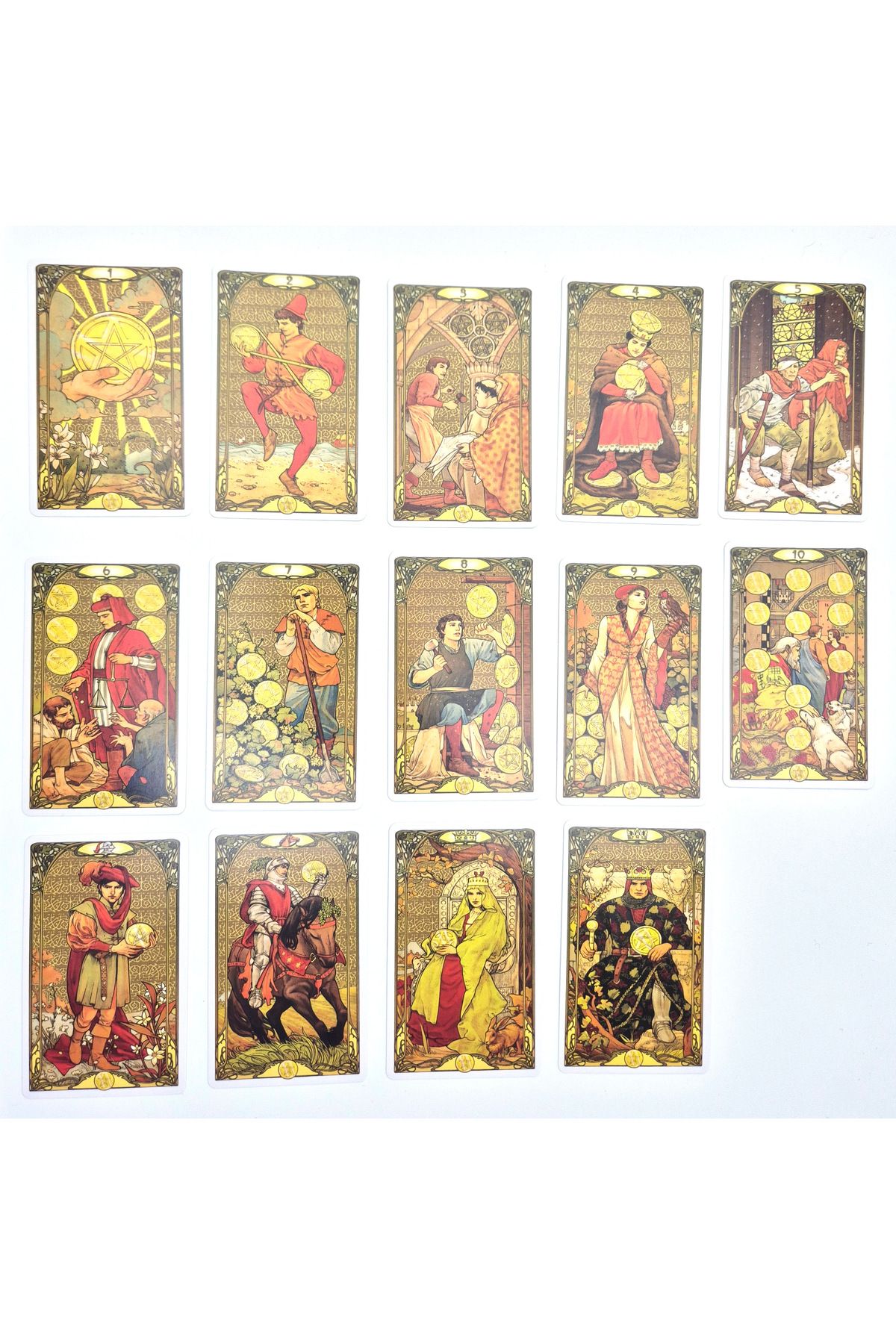 Spelt-78 Card Golden Art Nouveau 9x5,5cm Mini Tarot Deck Tarot Cards 5