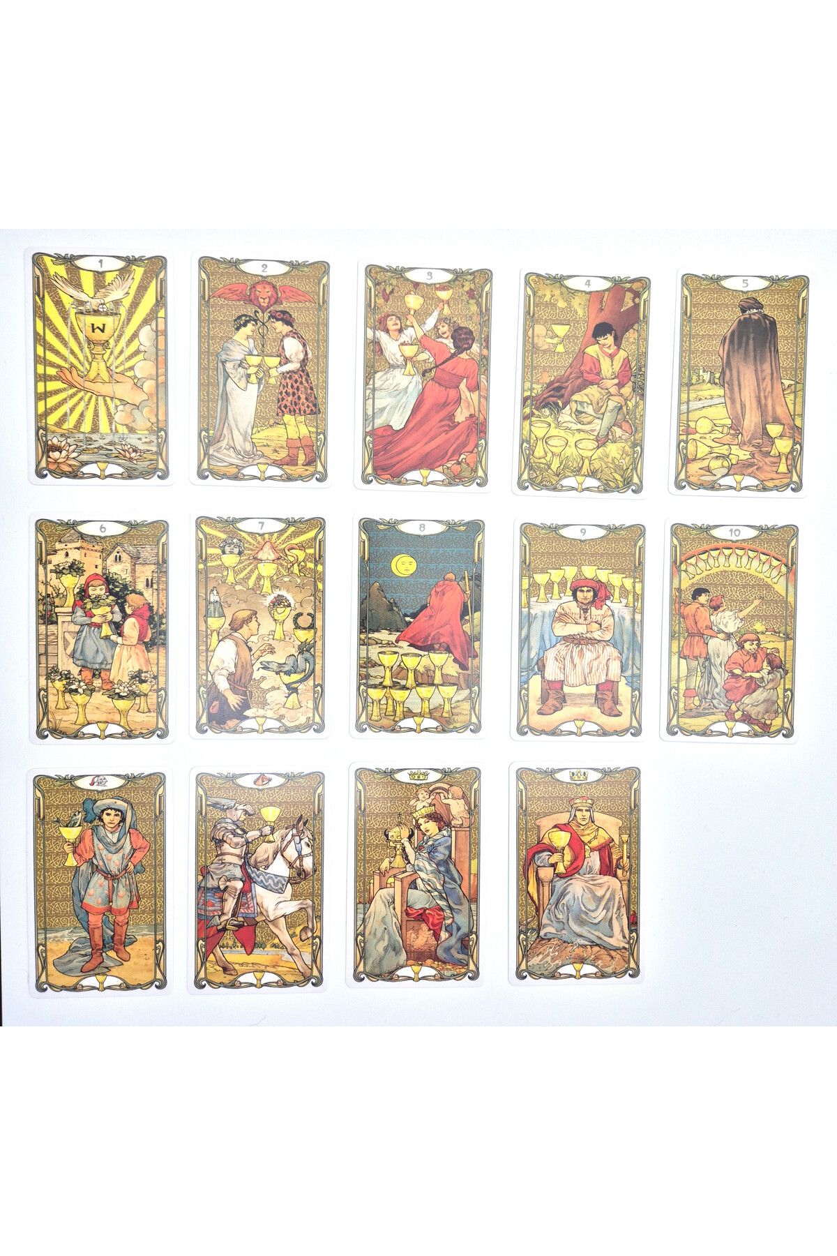 Spelt-78 Card Golden Art Nouveau 9x5,5cm Mini Tarot Deck Tarot Cards 4