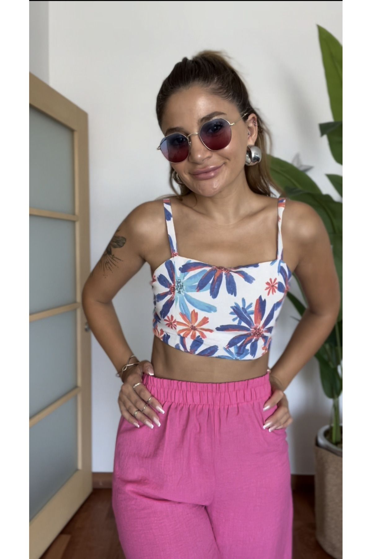 Daves-Linen Lined Crop Blouse with Straps 4
