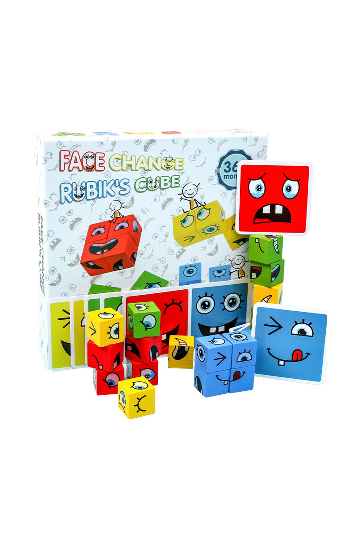 Choice-Cube Face Changing Building Blocks Board Game Cartoon Puzzle Montessori Toys Wooden Level Game Th... 6
