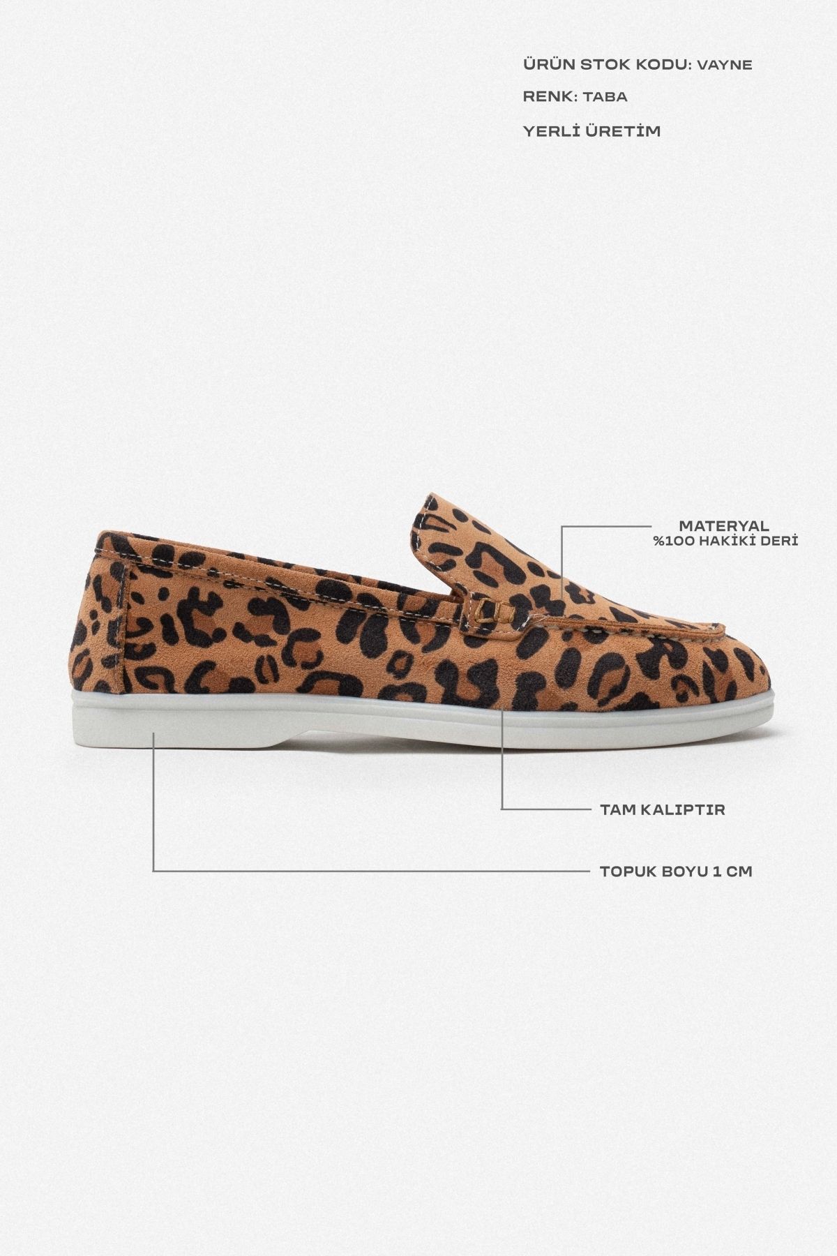 NİŞANTAŞI SHOES-Γυναικείες μπαλαρίνες Vayne Tan Leopard με μοτίβο από γνήσιο δέρμα επίπεδη σόλα 3