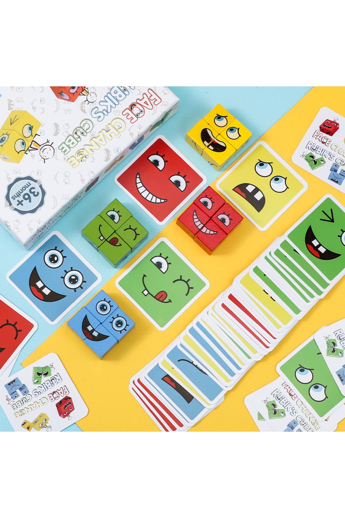 Choice-Cube Face Changing Building Blocks Board Game Cartoon Puzzle Montessori Toys Wooden Level Game Th... 3
