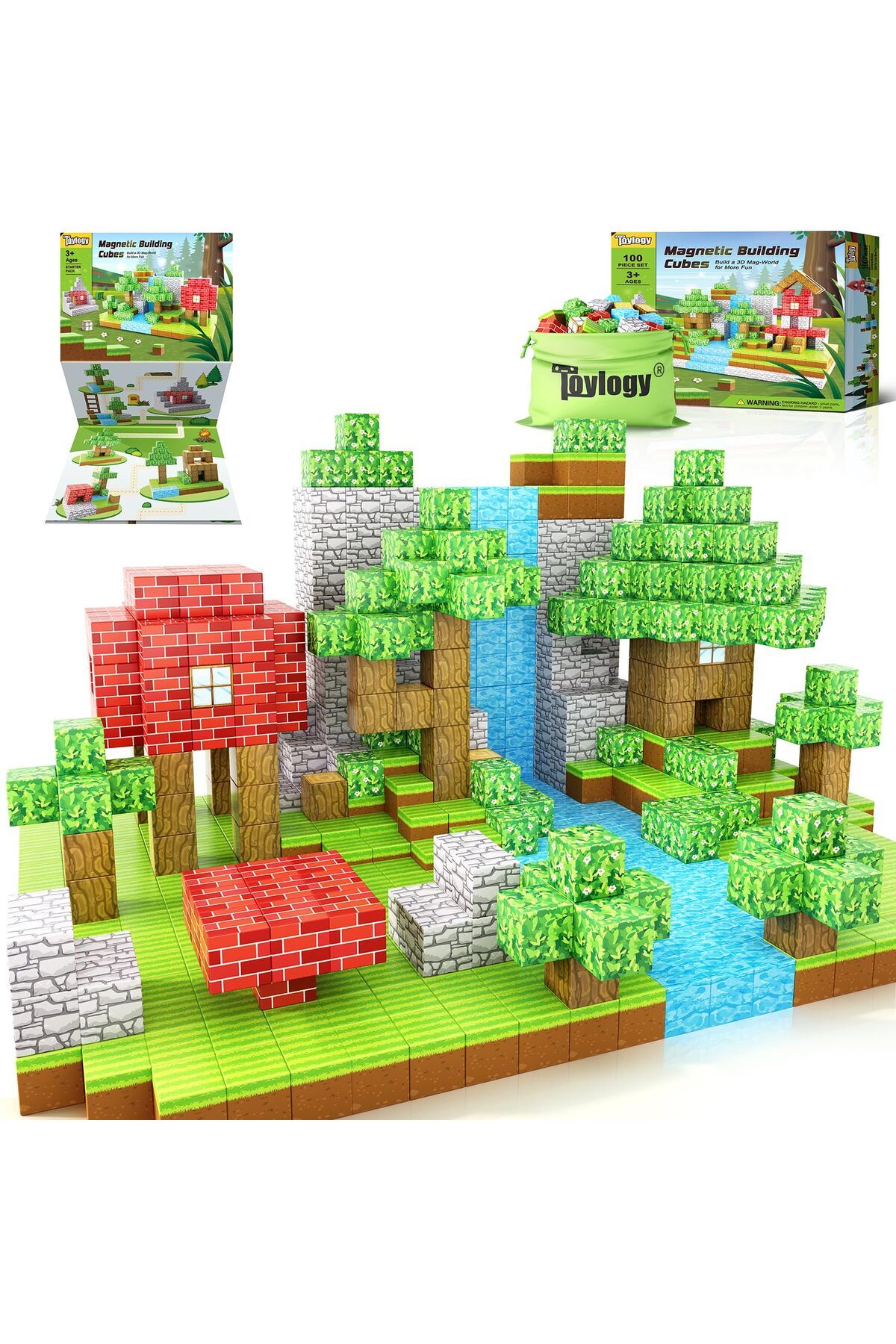 HAOYUNMA-100pcs Magnetic Blocks-Build Mine Magnet World Set for Boys & Girls Age 3+ Sensory Toys for Toddl... 1