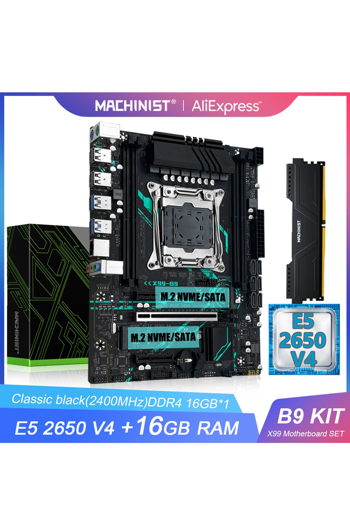 Choice-MACHINIST B9 Kit X99 Motherboard LGA2011-3 Intel Xeon E5 2650 V4 CPU processor Set ECC DDR4 16GB ... 7