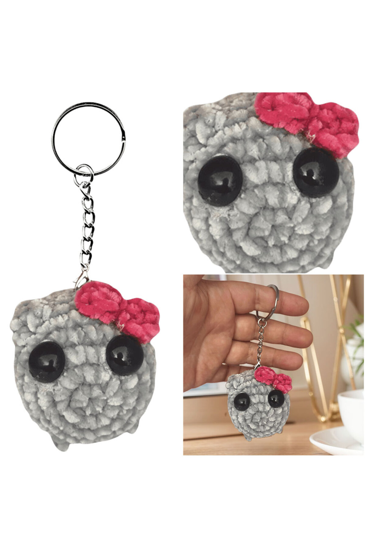 APWIKOGER-Sad Hamster Meme Sound Music Plush Toy Cute Sad Hamster Meme Keychain with Bow Sad Hamster Keycha... 4