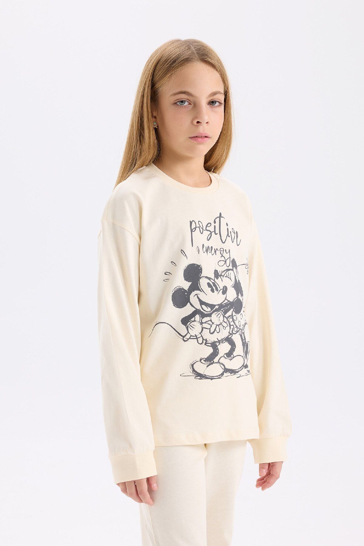 DeFacto-Disney Mickey & Minnie Mädchen-Pyjama-Set – Rundhalsausschnitt, lange Ärmel, Ober- und Unterteil-Set D7751a824wn 3