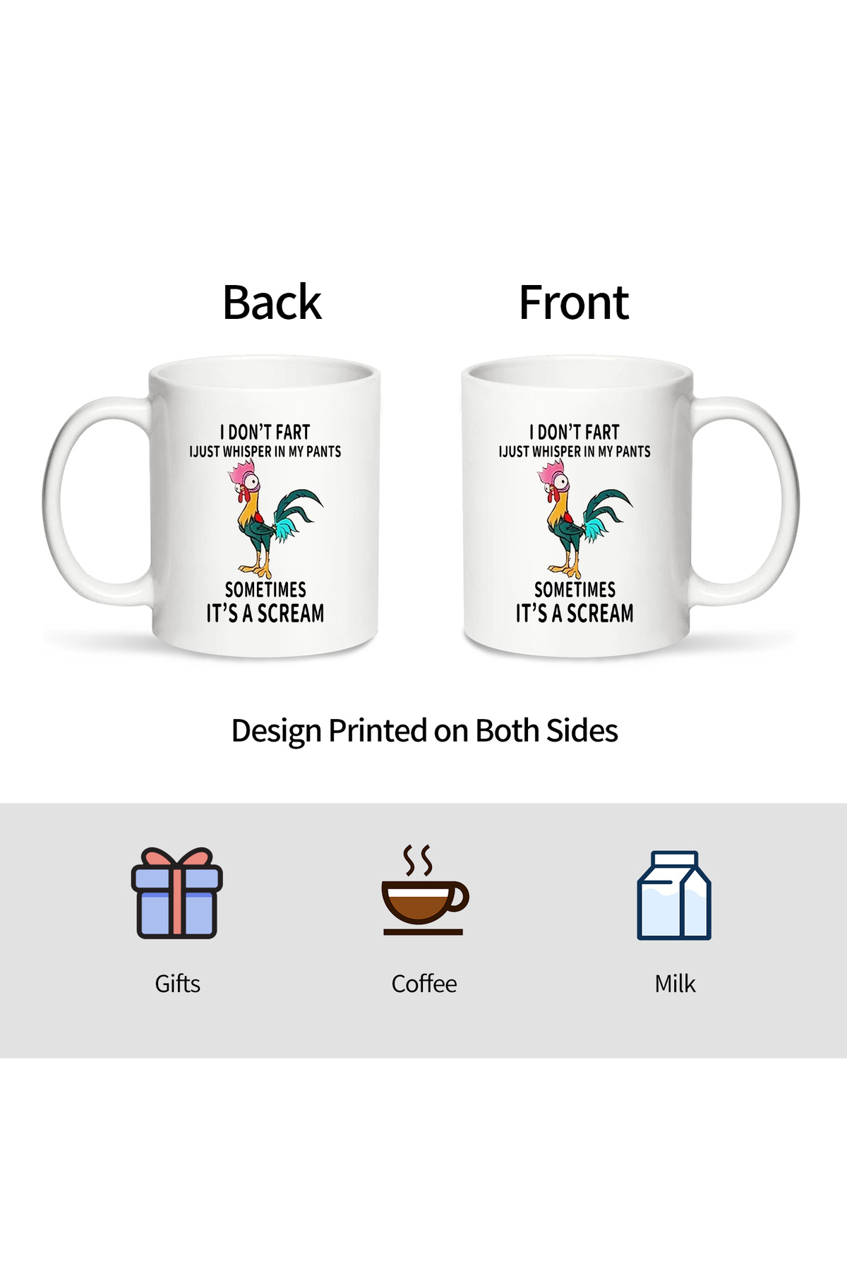 Choice-1pc,11oz Funny Chicken Coffee Mug, I Don't Fart,I Just Whisper In My Pants, Sometimes It Screams,... 4