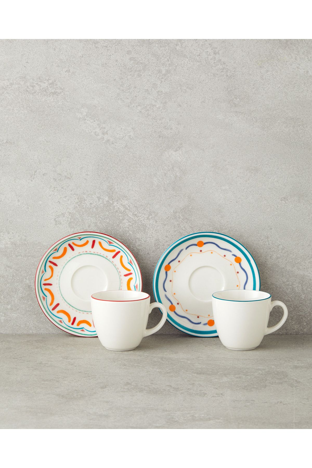 English Home-Színes porcelán csésze készlet - 4 részes, 2 személyes, 90 ml kávé 4