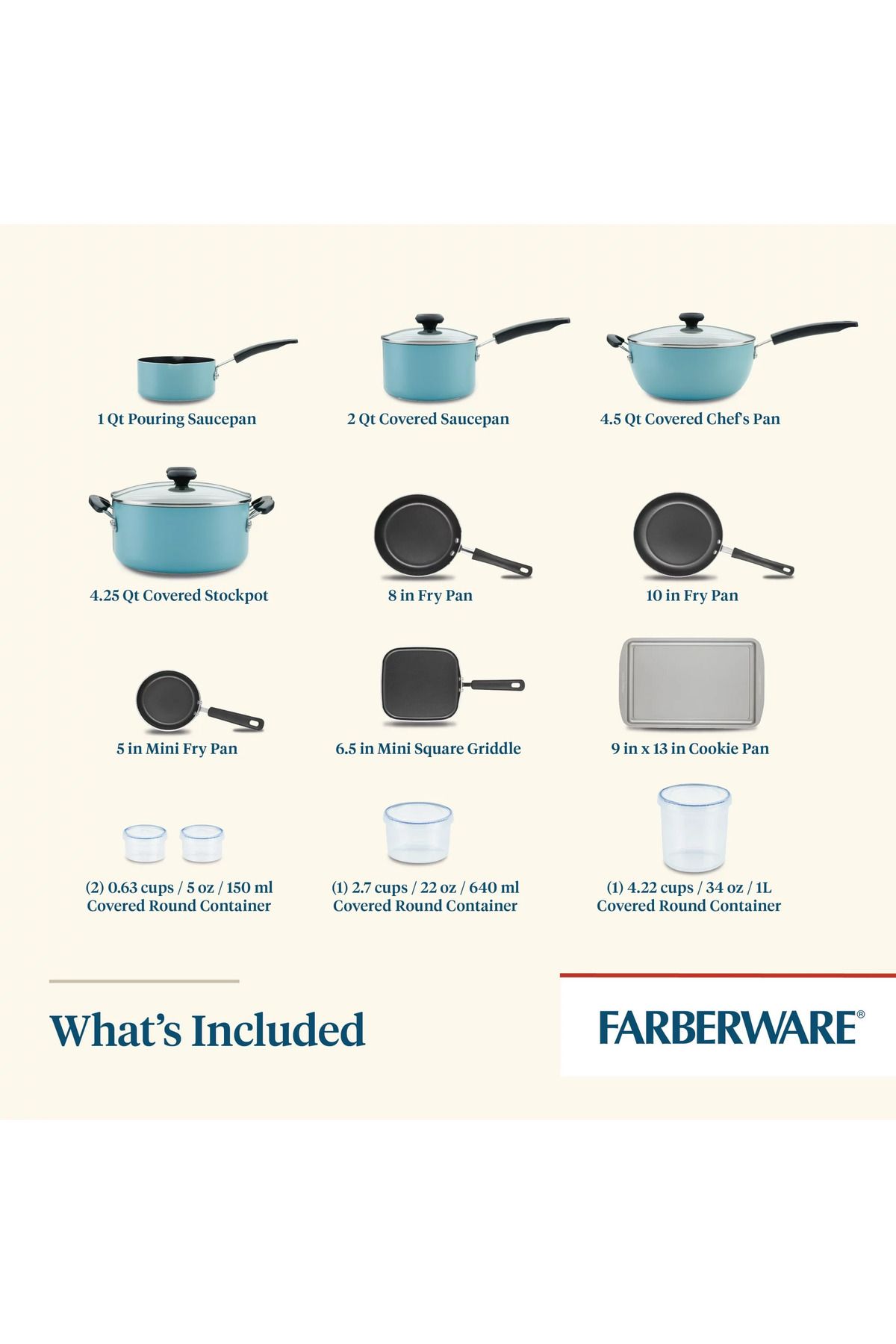Farberware-Cookstart Pots and Pans Set 20-Piece | Nonstick Cookware Set - Aqua 4