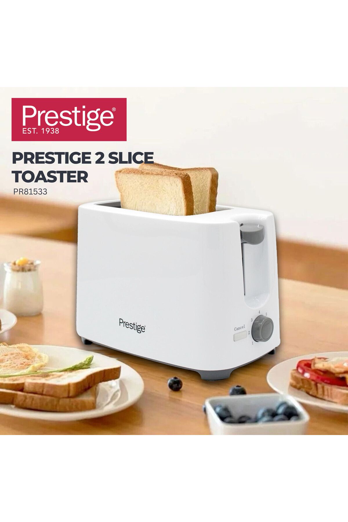Prestige-Toaster 2 Slice Bread  | Toaster Machine with 7 Settings  - 700w White PR81533 5