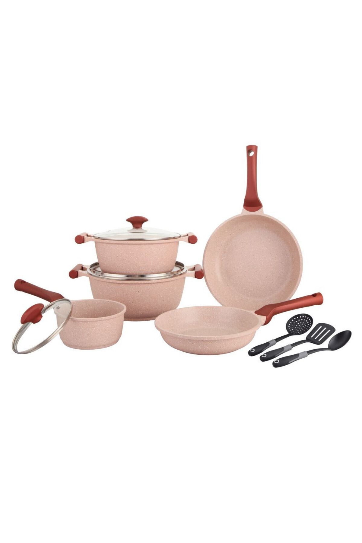 Prestige-Essentials Granite Nonstick Pots and Pans Set | Induction Cookware Set 11 Pieces  - Pink 1